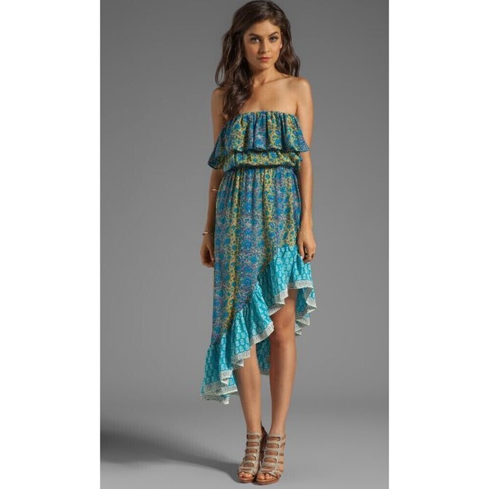 Tolani REVOLVE Morgan Dress Floral 100% Silk High Low Maxi Size XS Coastal Beach